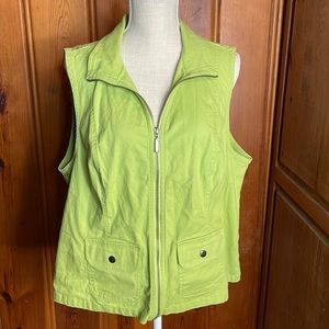 CJ Banks Lime Bright Green Denim Vest